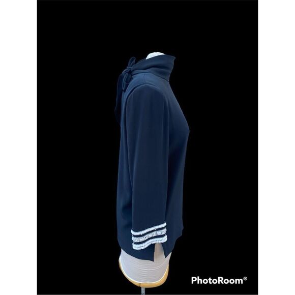 Bob Mackie Crepe Evening Tunic Beaded Cuffs Ties In Back Sz 8 Party Holidays Vin - Picture 7 of 9